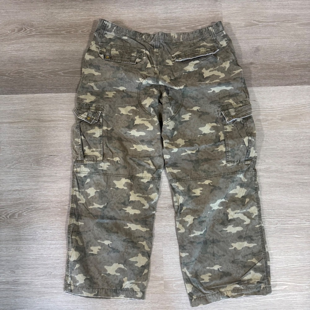 Y2K Old Navy Cargo Pants Mens 40x29 Green Camo Cotton Loose Fit Military Style - Picture 4 of 7